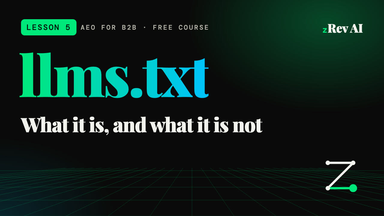 Lesson 5 video: llms.txt: what it is, what it is not, and how to write one